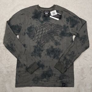 Game of Thrones Stark Black Gray Acid Wash Long Sleeve T-Shirt Men's S NWT